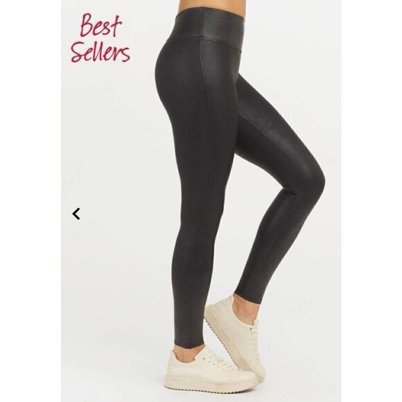 SPANX faux leather Leggings - Black - Size Med - Picture 1 of 6